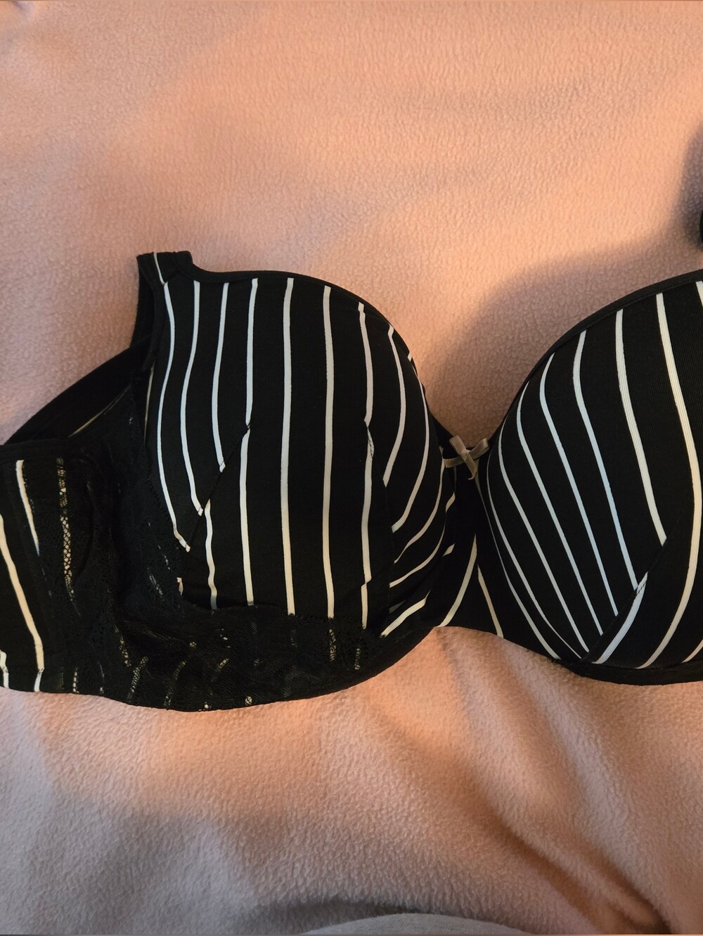 Cacique Black and White Striped T-Shirt Bra
